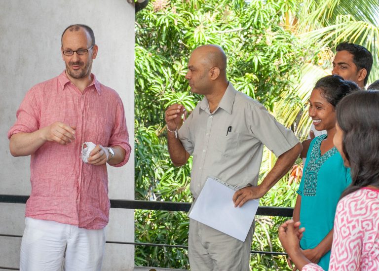 Michael Eddleston with researchers in Sri Lanka